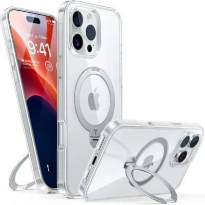 TORRAS UPRO Ostand Spin Series MagSafe Compatible Case for iPhone 16 Pro – Clear