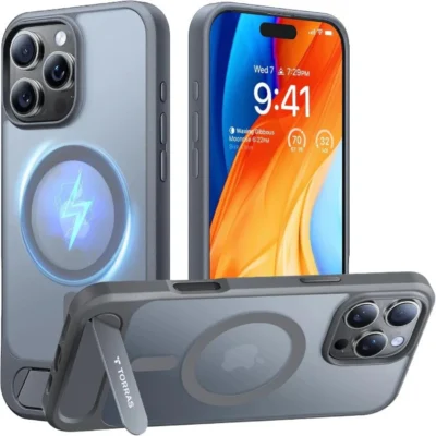 TORRAS UPRO Pstand Series Magsafe Compatible Phone Case for iPhone 16 Pro – Titanium Grey