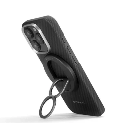 PITAKA Ultra Slim Case with MagSafe Grip3 for iPhone 16 Pro – Black/Grey