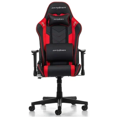 DXRacer Prince Series P132 Gaming Chair, 1D Armrests with Soft Surface - Black/Red