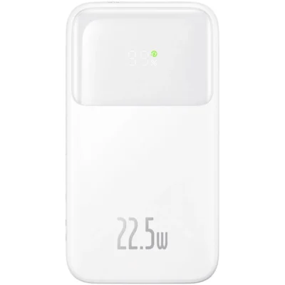 Baseus Comet Series Dual-Cable Digital Display Fast Charge Power Bank 22.5W (White)