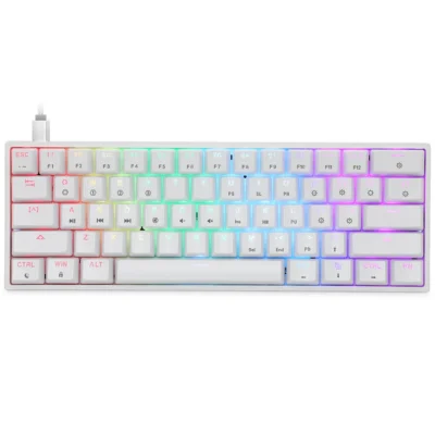 Skyloong GK61 61 Keys 60% RGB Mechanical Gaming Keyboard (Red Switches) - White