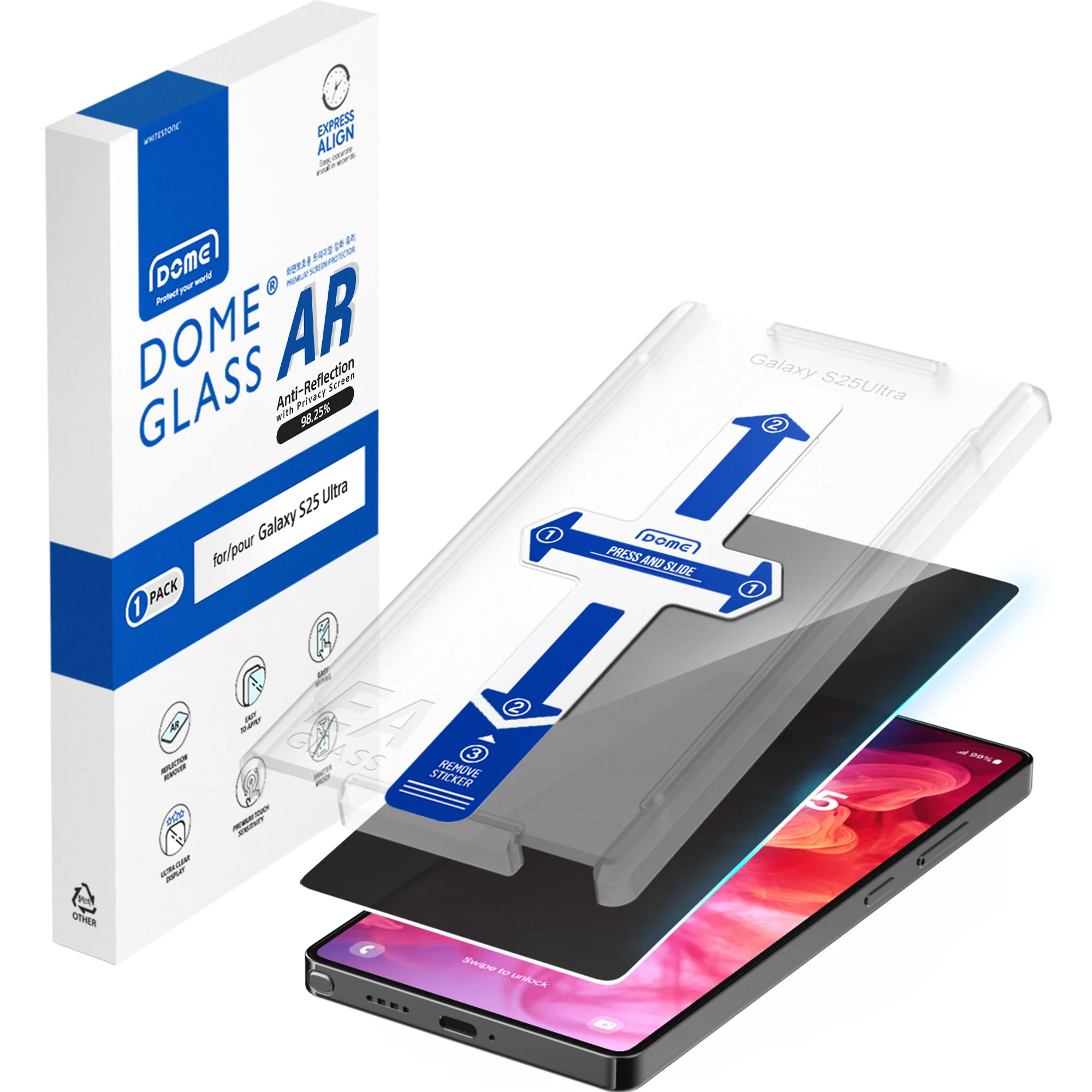 Whitestone Dome EA Privacy Glass For SG S25 Ultra Protector