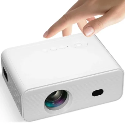 RockTek PJ300 Gold Smart Mini LED Projector 4K Support HD Video Projector with Bluetooth and WiFi 6 Portable Outdoor Light Movie Projector Compatible with Smartphone, PC, HDMI and USB