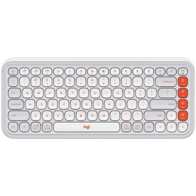 Logitech POP Icon Keys Compact Wireless Keyboard - Off White & Orange