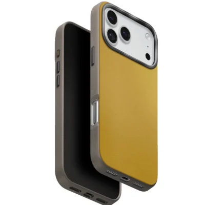 UNIQ Lyden DS Dual-Tone Premium Leatherette Case with MagSafe for iPhone 17 Pro Max - Canary Yellow