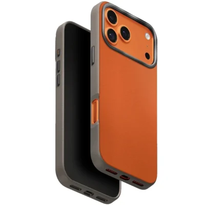 UNIQ Lyden DS Dual-Tone Premium Leatherette Case with MagSafe for iPhone 17 Pro - Flame Orange