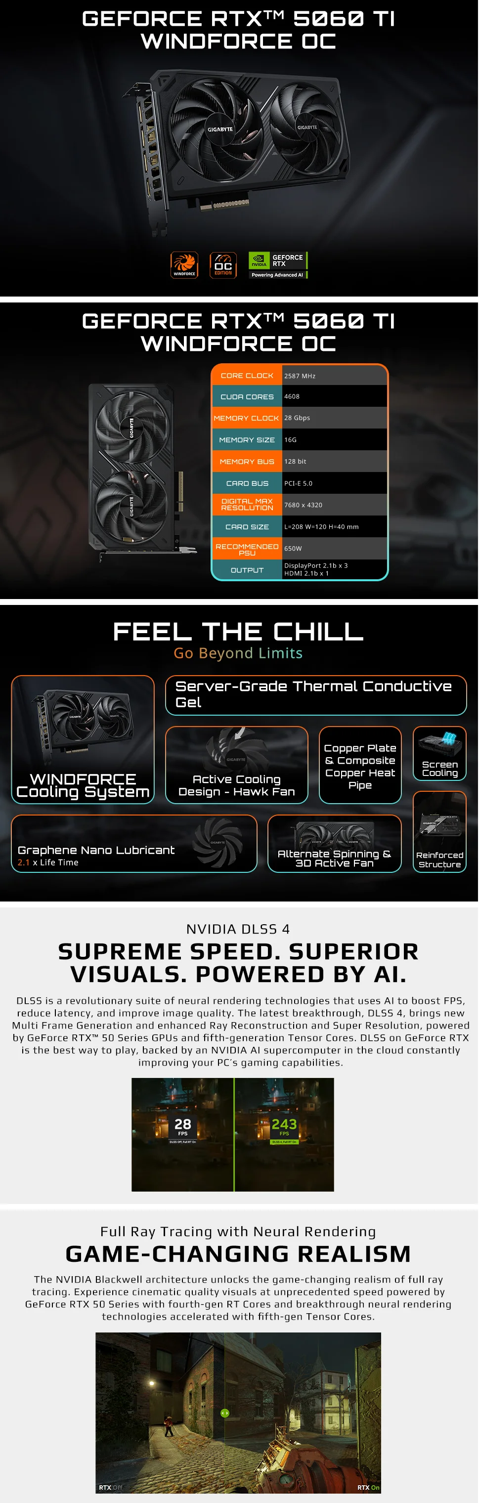 GIGABYTE RTX 5060 Ti WINDFORCE MAX OC 16G
