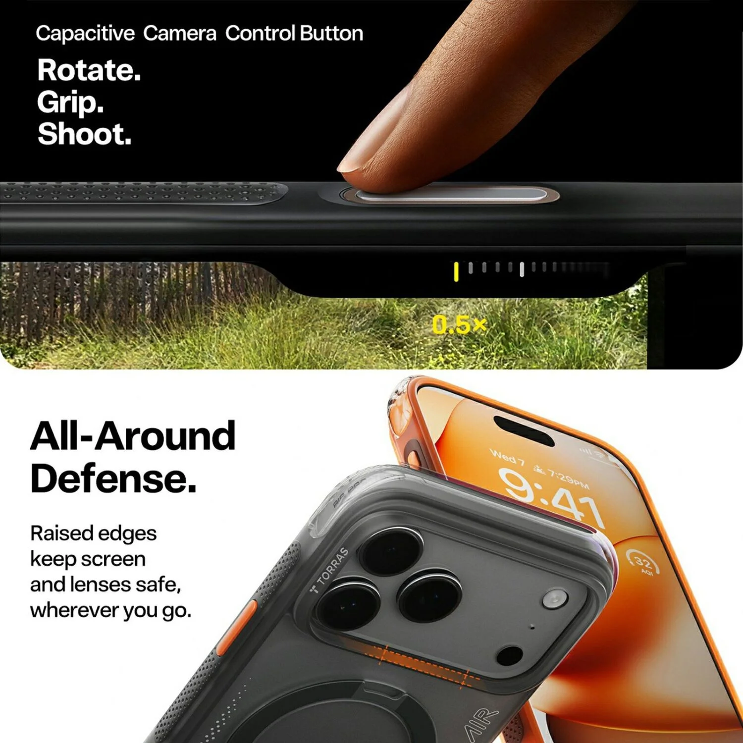 TORRAS Ostand Q3 Spin For IPhone 17 With 360° Rotating Stand, Shadow Black - View #5