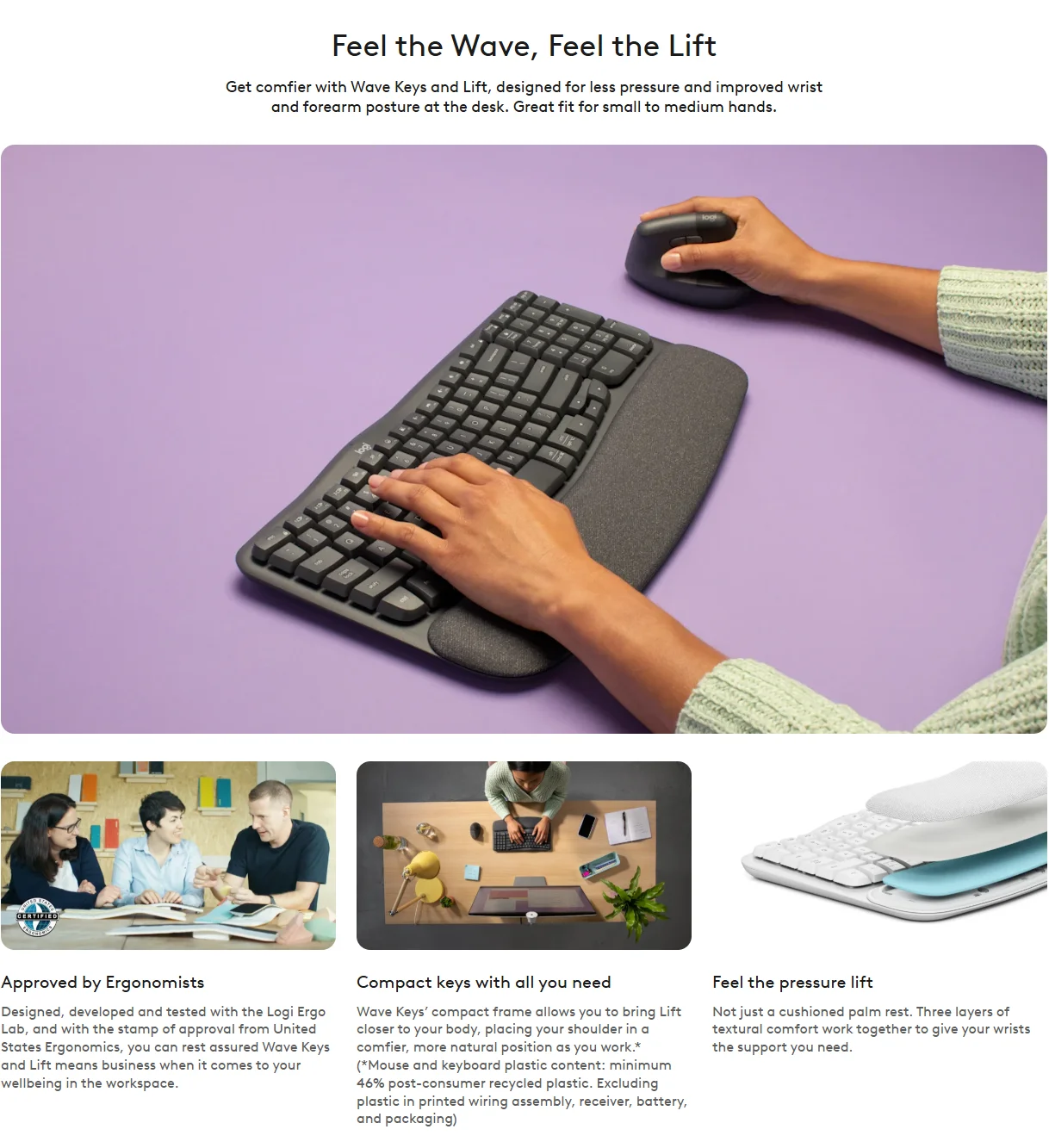 Logitech Wave Keys and Lift Vertical Mouse Logitech Wave Keys and Lift Vertical Mouse