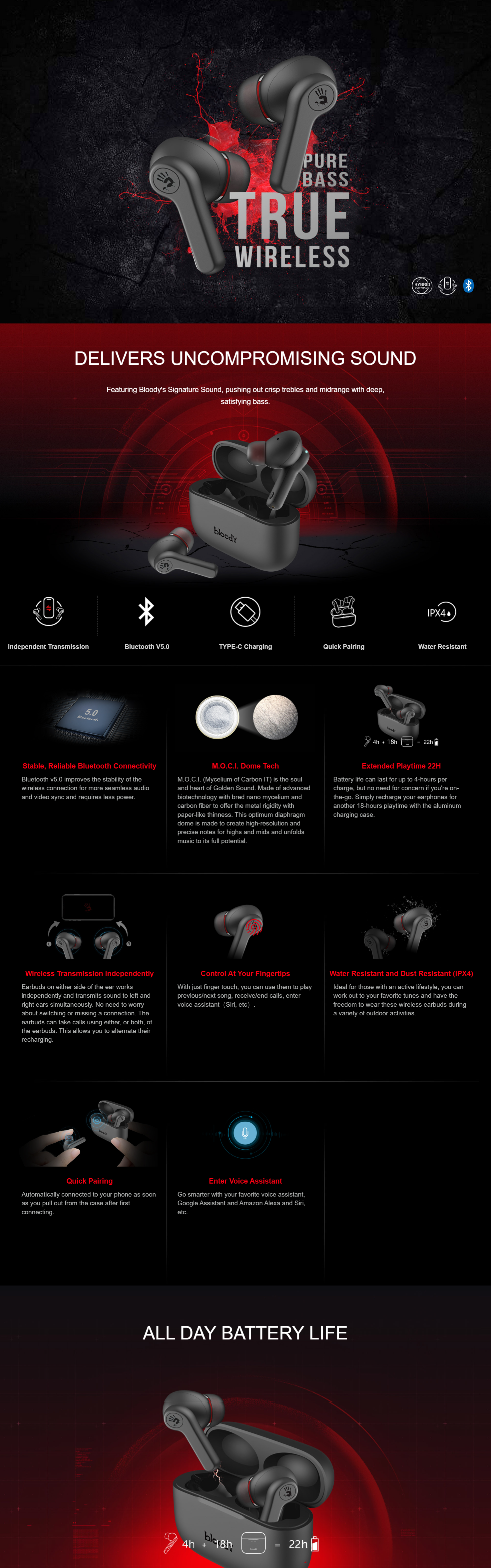Bloody M30 True Wireless Earphones
