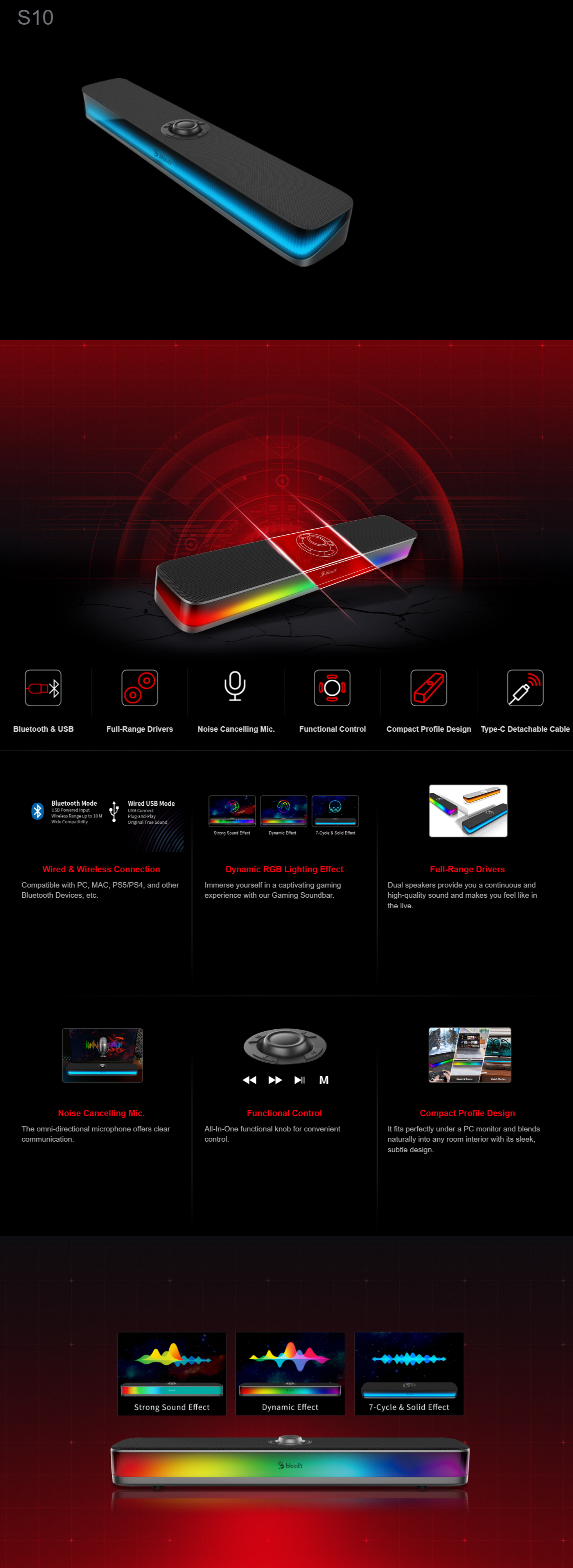 Bloody S10 RGB Gaming Soundbar