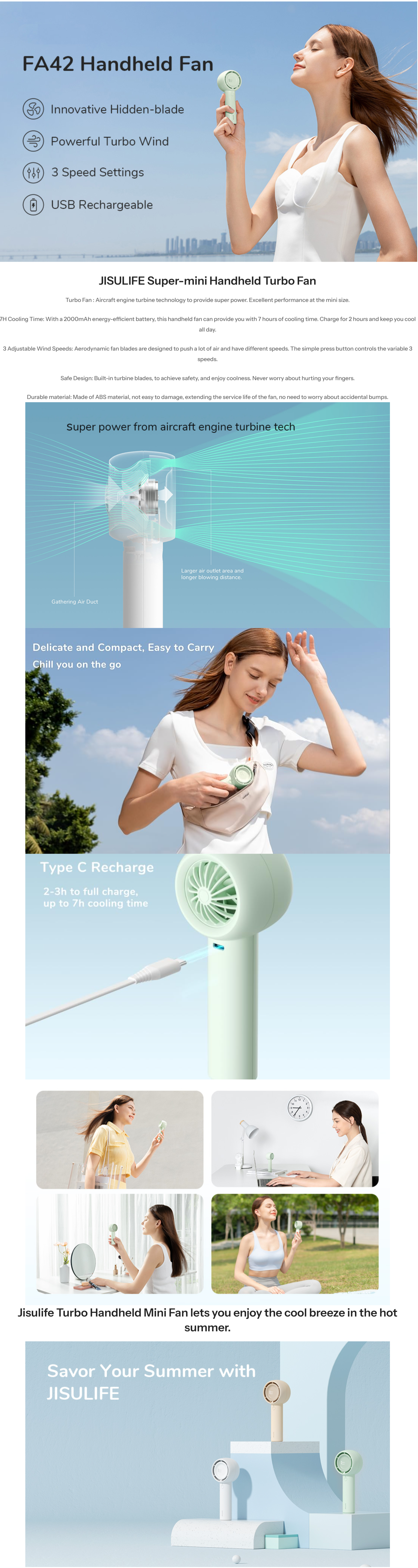 Jisulife Handheld Fan Life 5