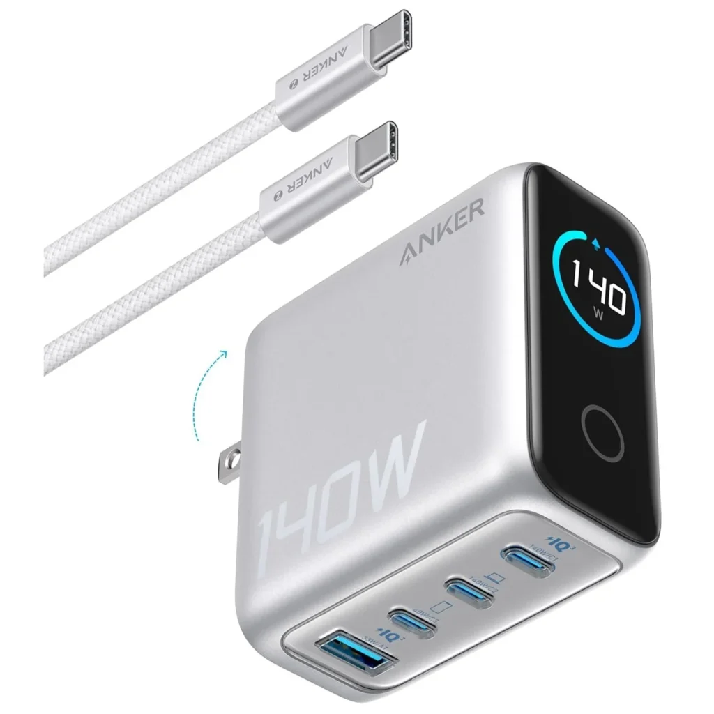 Anker Charger (140W, 4-Port, PD 3.1) with USB-C Cable - Silver price in Pakistan